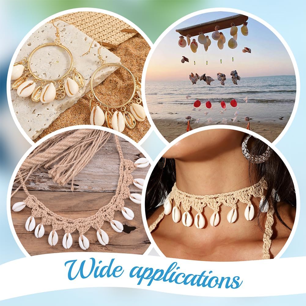 Beebeecraft 1 Box 50Pcs Cowrie Shell Charms, Natural Scallop Shell Pendants Sea Beach Seashells Ocean Beach Animal Bead for Jewelry Making DIY Bracelet Necklace Earrings