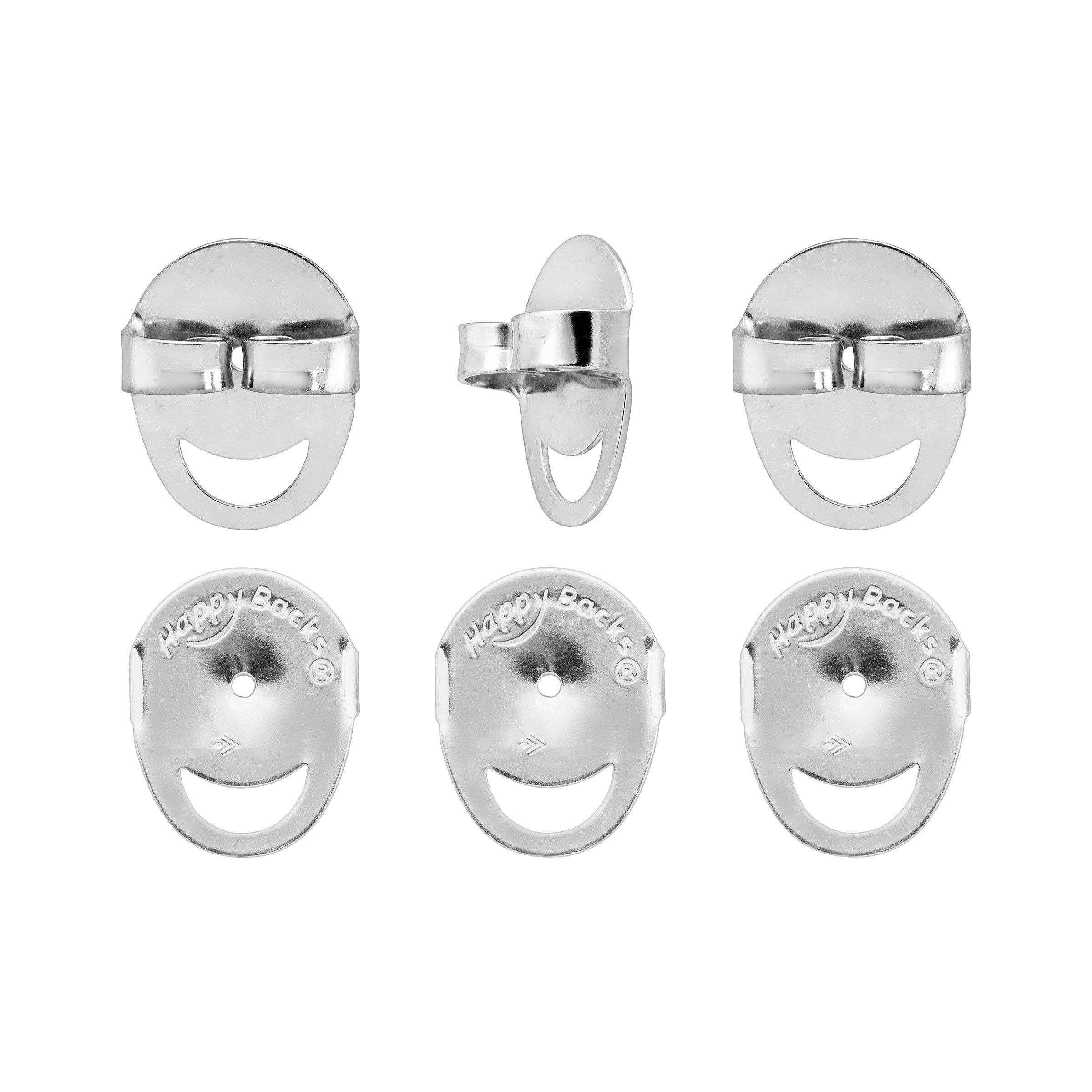 SilpadaFlat Back Earring Set for Women, .925 Sterling Silver, Prevent Tipping Forward or Drooping from Heavy Earrings, 'Three Pair Happy Back', 1/2, Sterling Silver