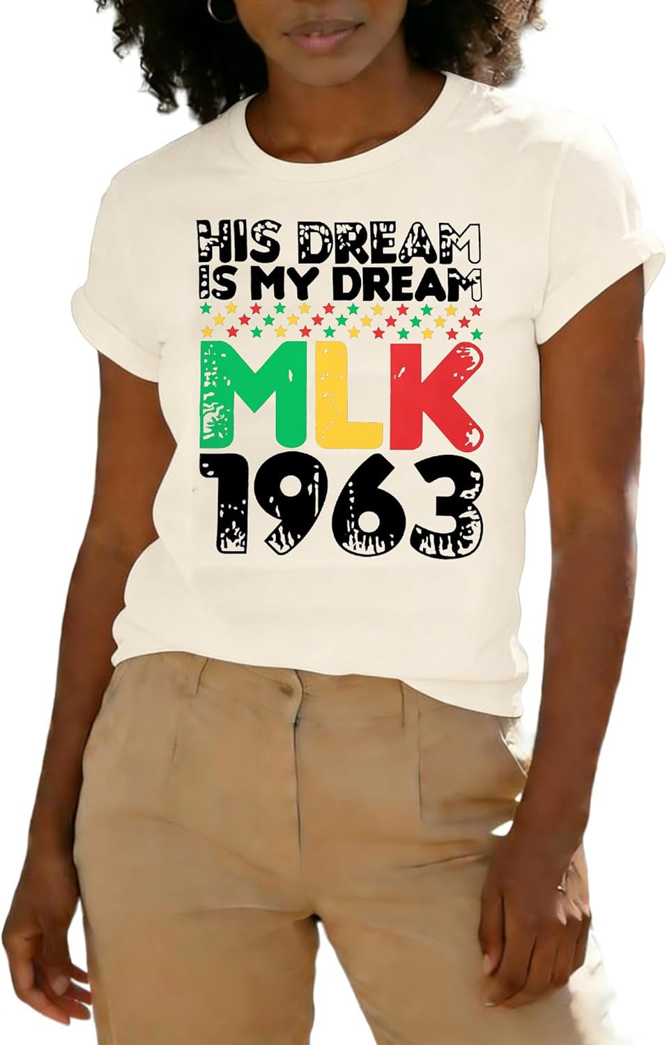 Black History Shirts for Women: His Dream is My Dream MLK 1963 Shirts Black History Month Casual Short Sleeve Top - Image 2