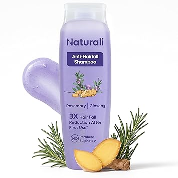 Naturali Anti-Hairfall Shampoo with Rosemary, Korean Ginseng & Biotin | Proven 3x Lesser Breakage from 1st Use | Promotes Hair Growth | Sulphate & Paraben Free Everyday Shampoo For Women & Men | 100ml - image, photos
