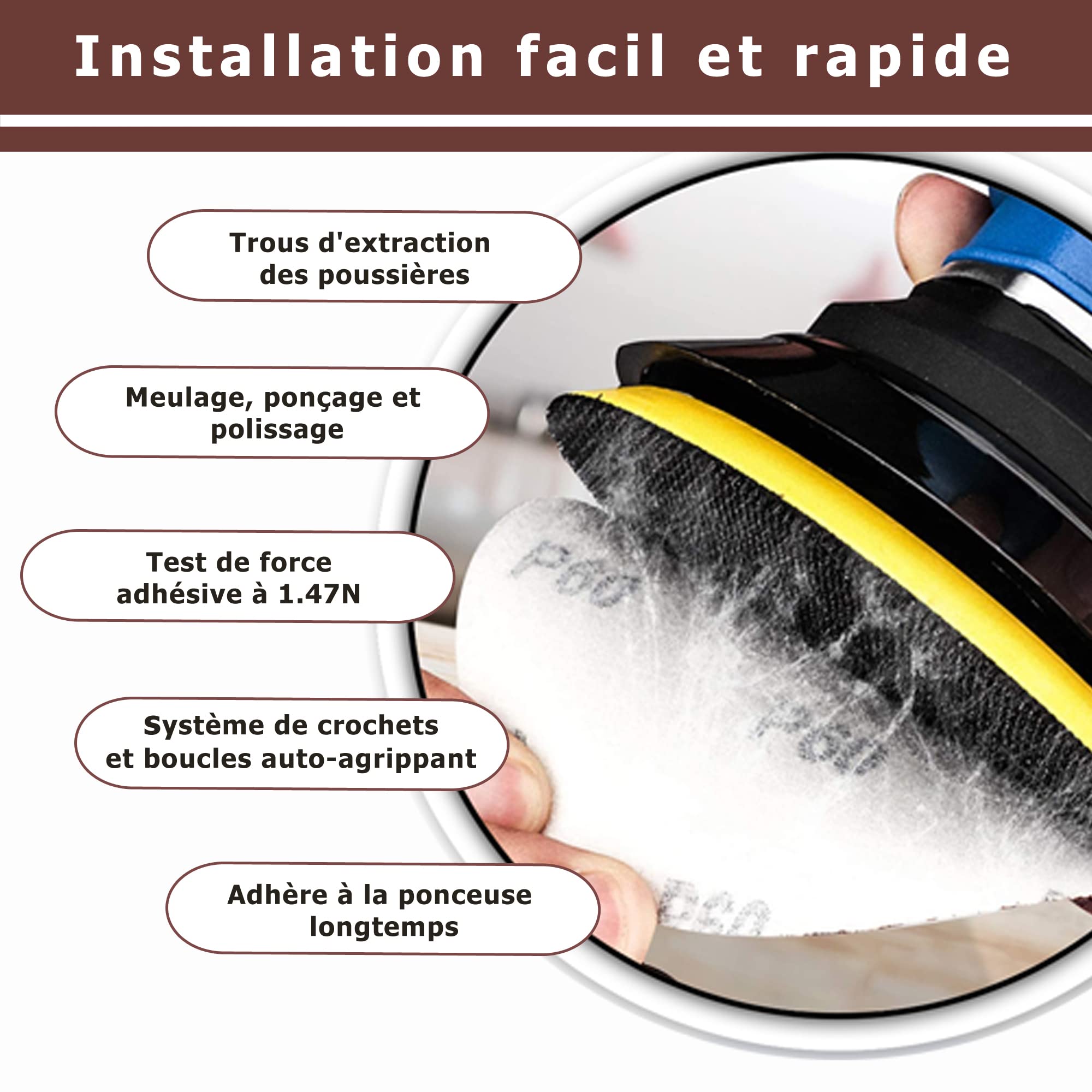 Bloc Abrasif Pour Aspirateur 70 X 198 Mm - Lot De 5 Supports Avec Papier De Verre, Ponçage Sans Poussière, Maniable