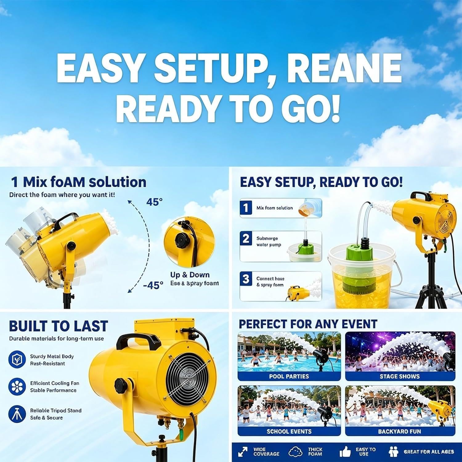 Schaumkanone FüR Party, SchaumbläSer 1000w Mit Stabilem Stand