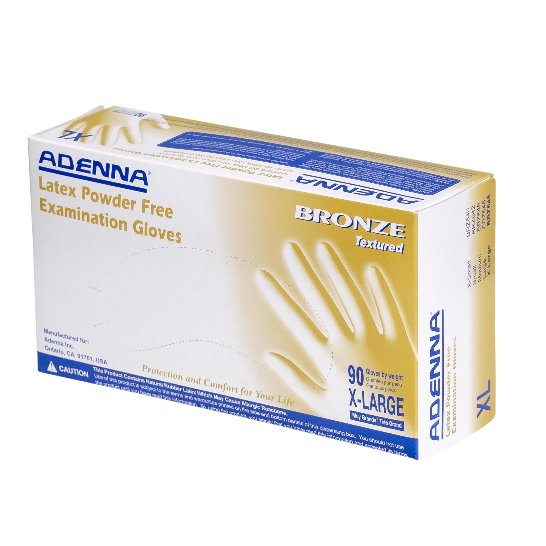 Adenna GLD262 Gold 6 mil Powder-Free Latex Gloves, Medical Grade,