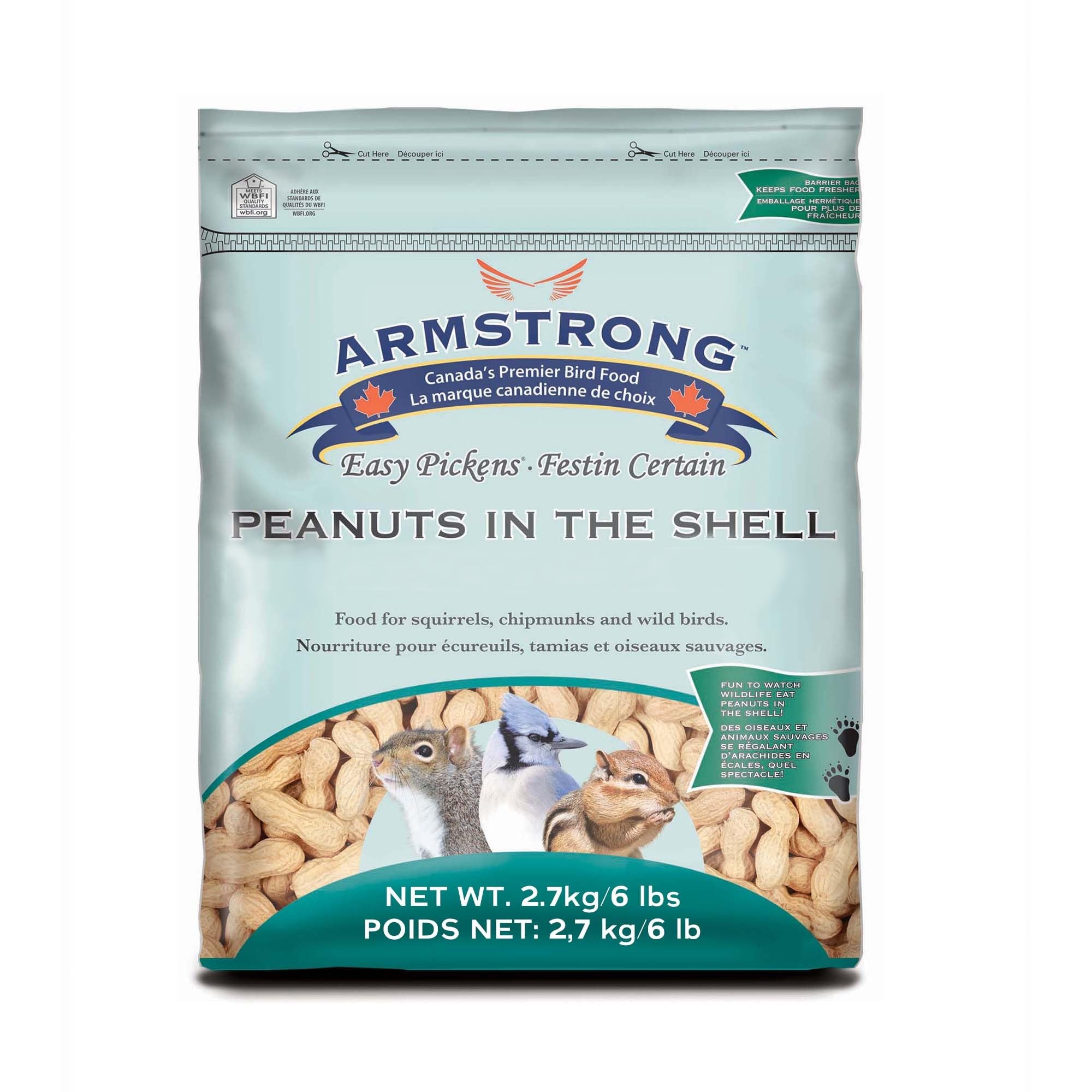 Peanuts-in-Shell, 6 Pounds - for Blue Jays, Eastern Grey Squirrels and Eastern Chipmunks for Outside Feeders