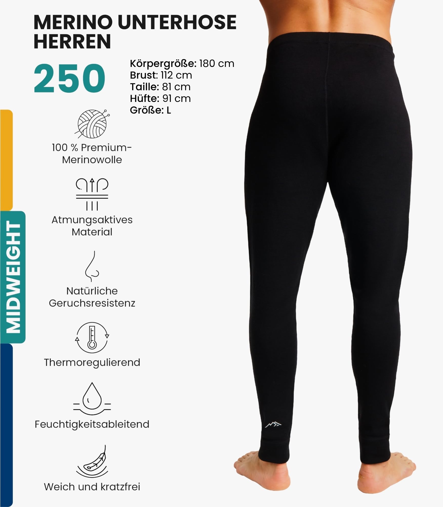 Merino Unterwäsche Herren - Lange Unterhosen Herren Merino Thermounterwäsche + Wollsocken