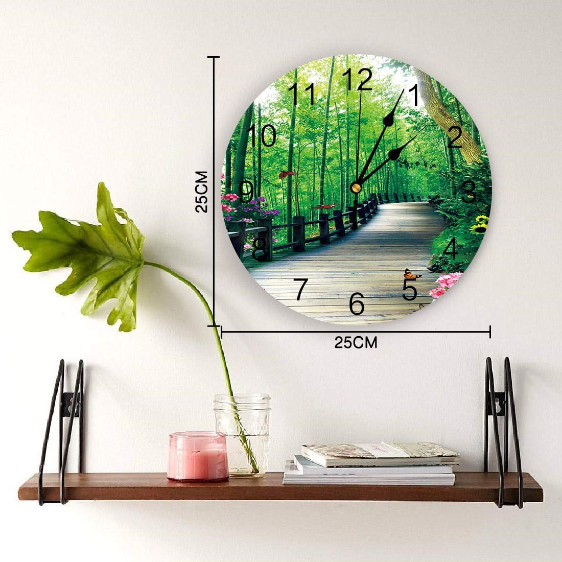 ELD Promenade Bambus Wald Blumen Schmetterling Kreative Wanduhr Stille Moderne Uhr Uhr Wohnzimmer Home Decor Wanduhr Ostergeschenk