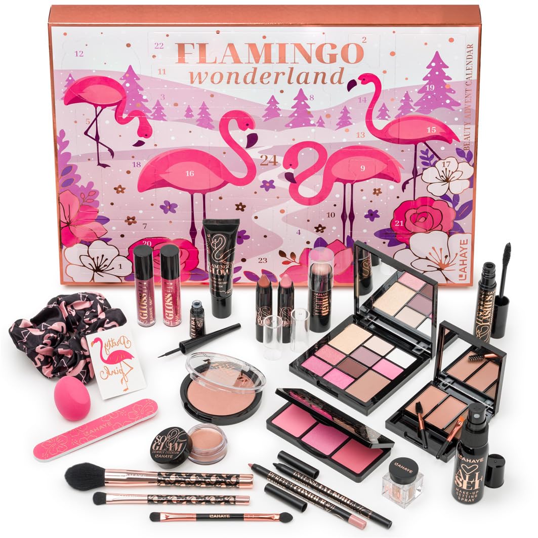 LAHAYE Beauty Adventskalender 2025 "PINK FLAMINGO X-MAS" - Weihnachtskalender für Frauen, Teenager | LIMITIERTE EDITION 