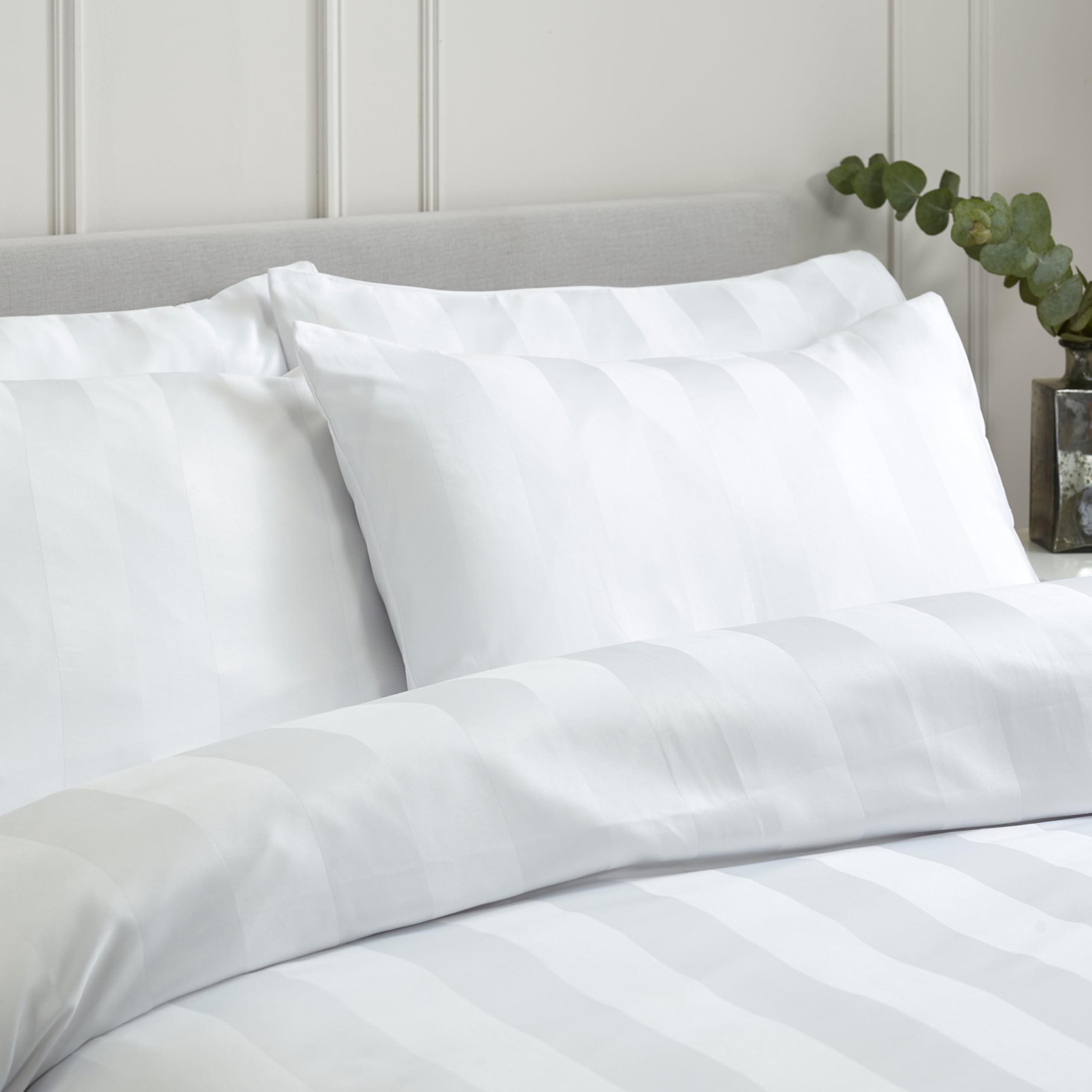 Catherine Lansfield So Soft Satin Stripe Standard Pillowcase Pack of 4 White