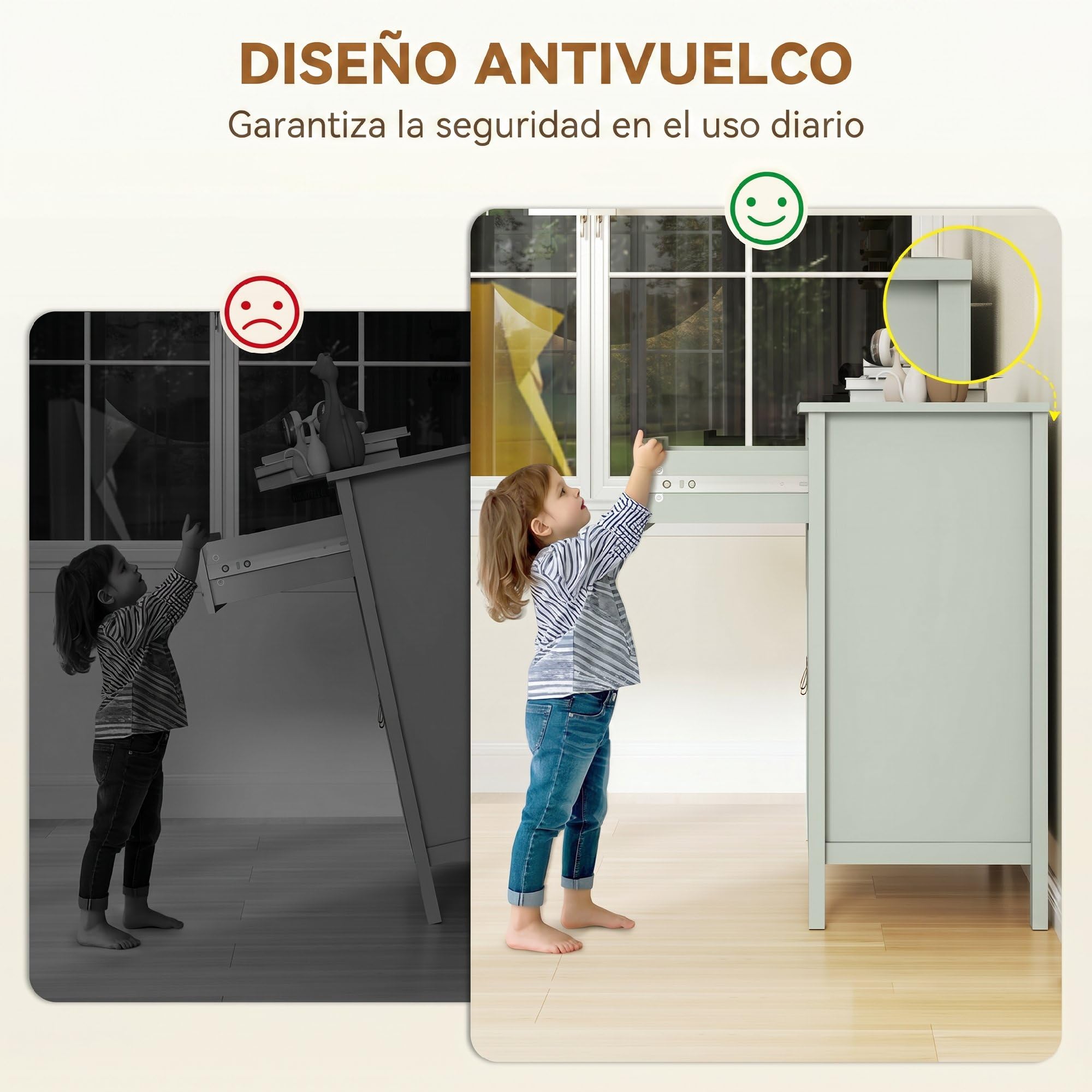 HOMCOM Aparador de 2 Puertas Aparador de Salón Moderno con Cajón Estante Ajustable y Tiradores de PU Mueble Auxiliar para Comedor Pasillo 80x40x90 cm Verde Claro