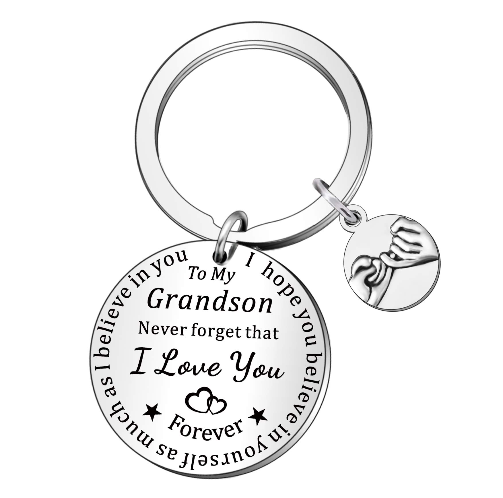 Qmvmv Men's Silver Inspirational Family Tree Grandson Keyring Birthday Christmas Gifts For From Grandparents Nana Grandpa Grandma Keychain Engraved