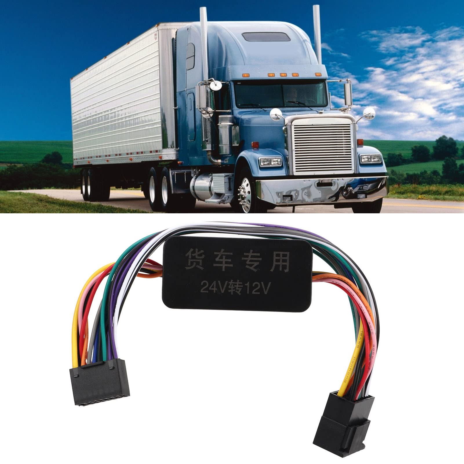 Regulador de Voltaje Convertidor de Alto Rendimiento de 24 V a 12 V para Radio de Camión Pantalla LED de Audio para Automóvil