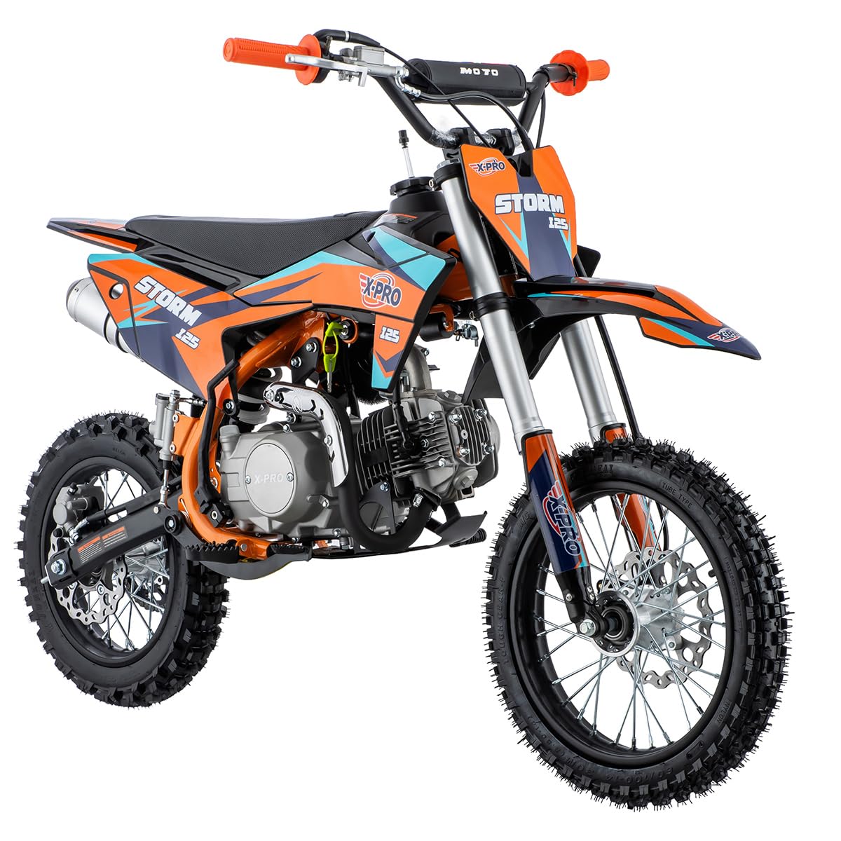 Storm 125cc Zongshen Brand Engine Dirt Bike with 4-Speed Semi-Automatic Transmission, Kick Start, Big 14"/12" Tires! (Orange)
