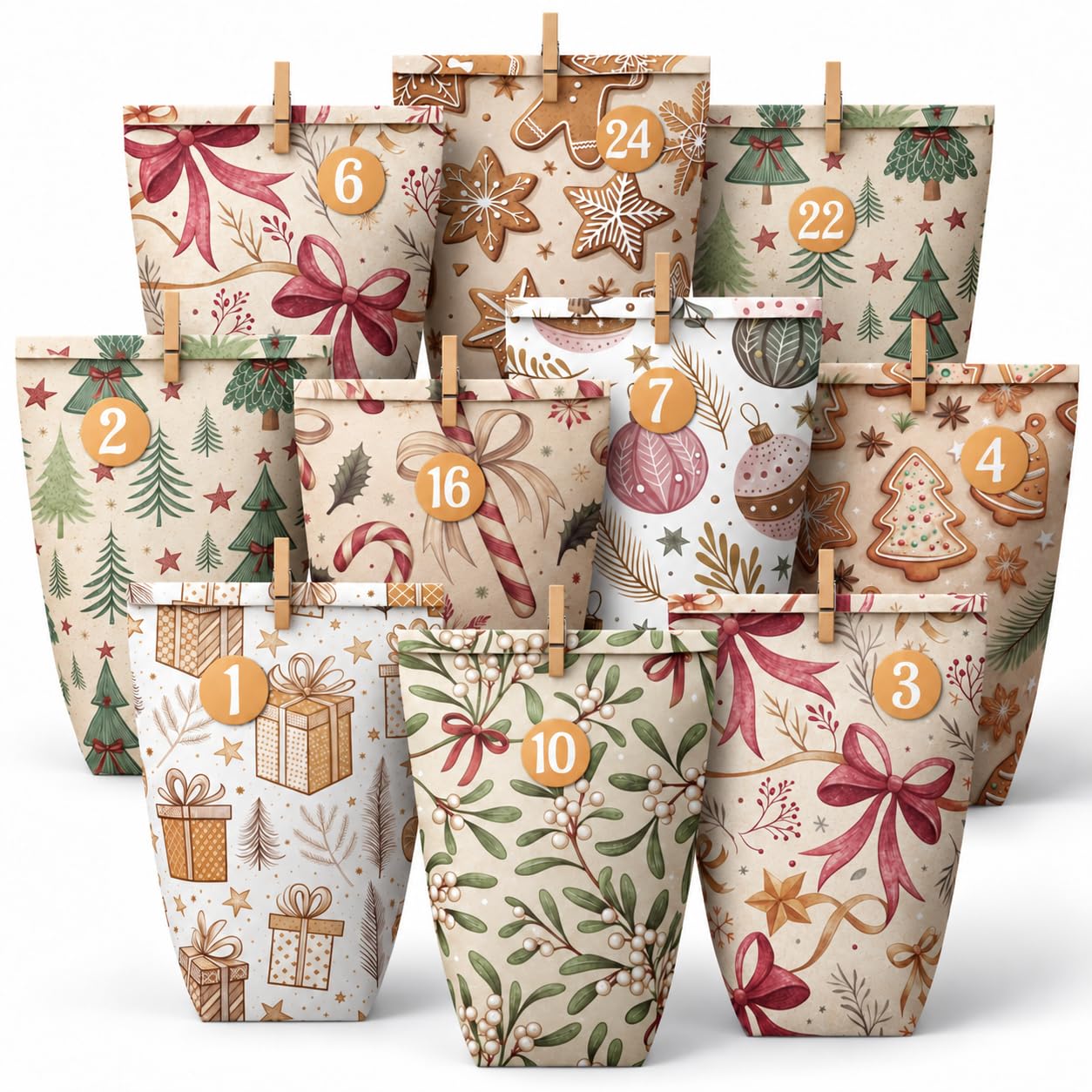 24 Christmas Advent Calendar to Fill, DIY Advent Calendar Gift Bags