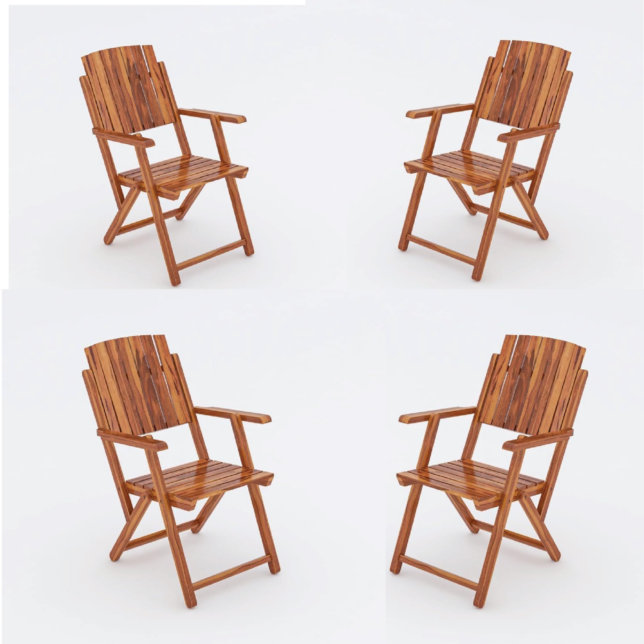 Fine Wood HUB Solid Sheesham Teak Wood Wooden Folding Chair for