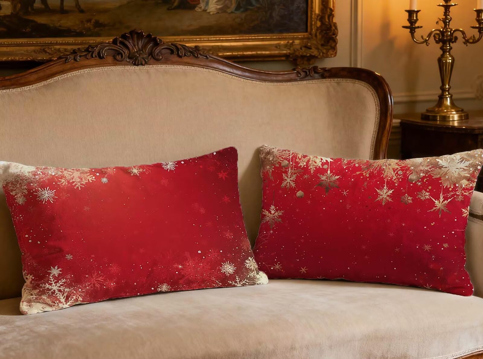 Housse de coussin rouge oreiller 80x100cm velours noel taie rectangulaire