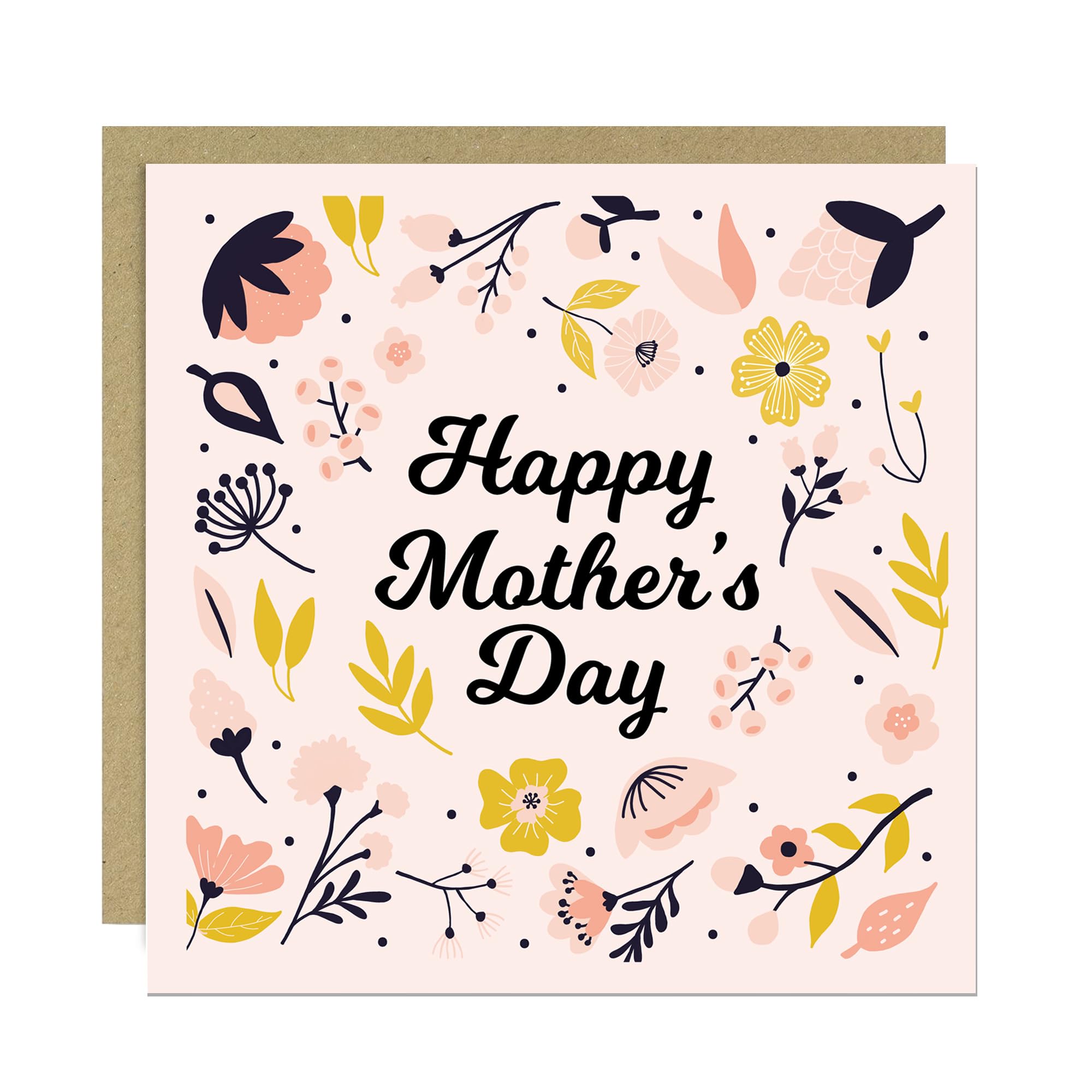 RED OCEAN Happy Mother's Day Card - Mum Card From Daughter Son - 14.5x14.5cm With Craft Envelope - Mothers Day Card For Mum - Card For Mum