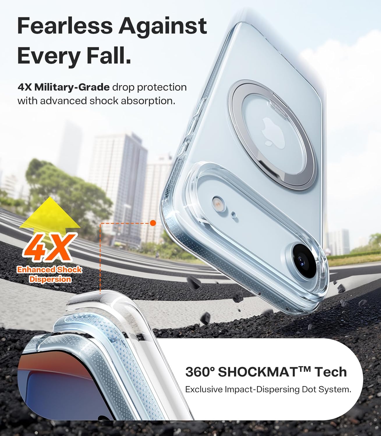 TORRAS 360 Magnetic Stand for iPhone Air Case, [Fit for MagSafe] [Military-Grade Protection] Slim Case for iPhone 17 Air, 2025, Clear, Ostand O3 Fitness Series - Image 7