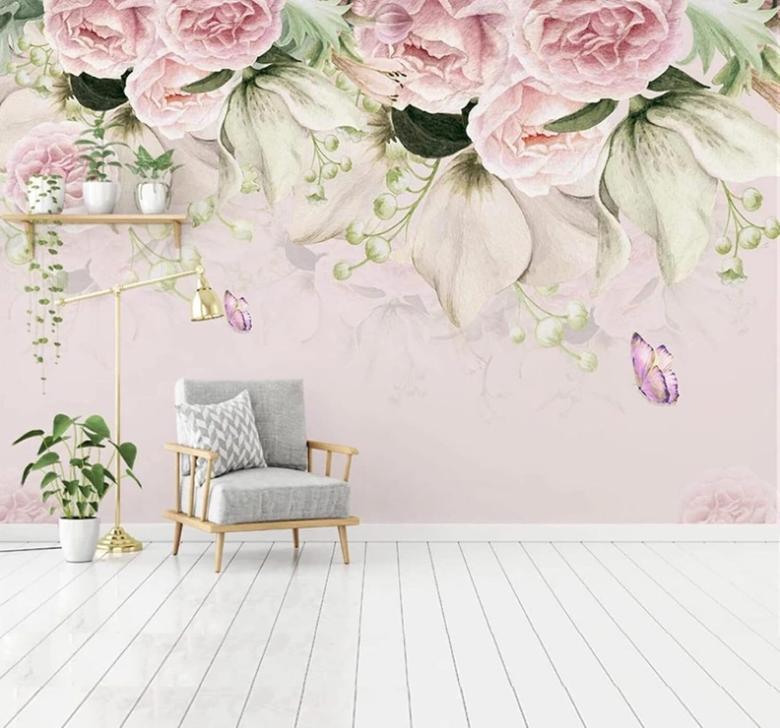 XLMING Warm Beautiful Pastoral Flowers Butterflies 3D Wallpaper Luxury Home Dining Decor Paste Sofa Living Room The Wall for Bedroom Mural-430cm×300cm