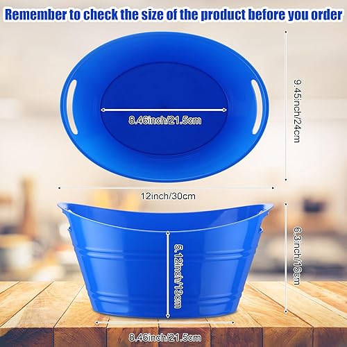 Miniatura 2 de Patelai 6 cubos de hielo a granel, cubos de hielo de plástico con asas, bañera de almacenamiento ovalada, tina de bebida de gran capacidad para