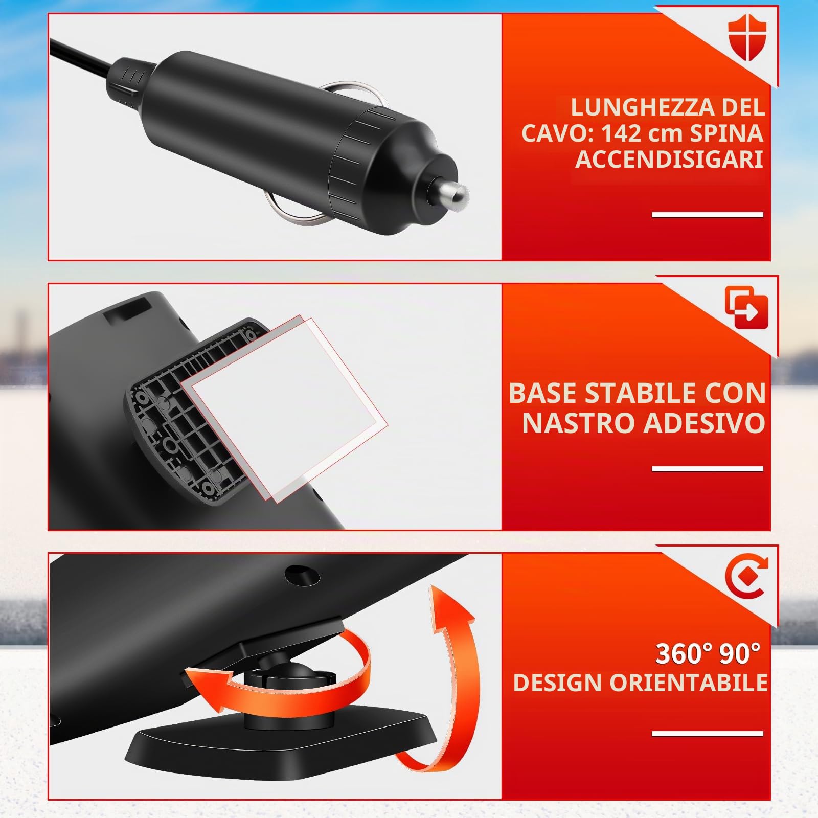 KAOLALI Riscaldatore per Auto 12V, Portatile 150W Stufetta per Auto, Sbrinatore Parabrezza Auto, 2 in 1 Riscaldamento Auto/Ventola di Raffreddamento con Accendisigari, per Auto, Caravan, Camion