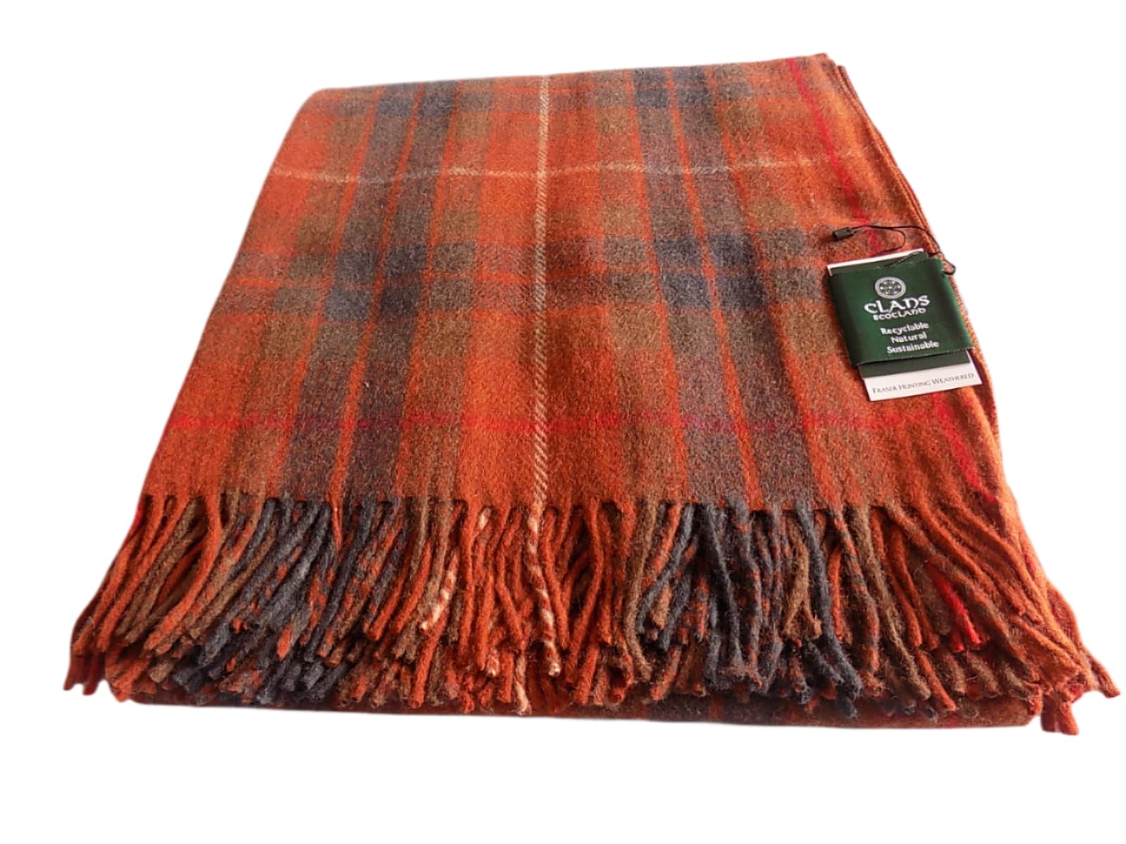 Clans Scotland Wool Blend Tartan Blanket/Throw Fraser Hunting Weathered Tartan