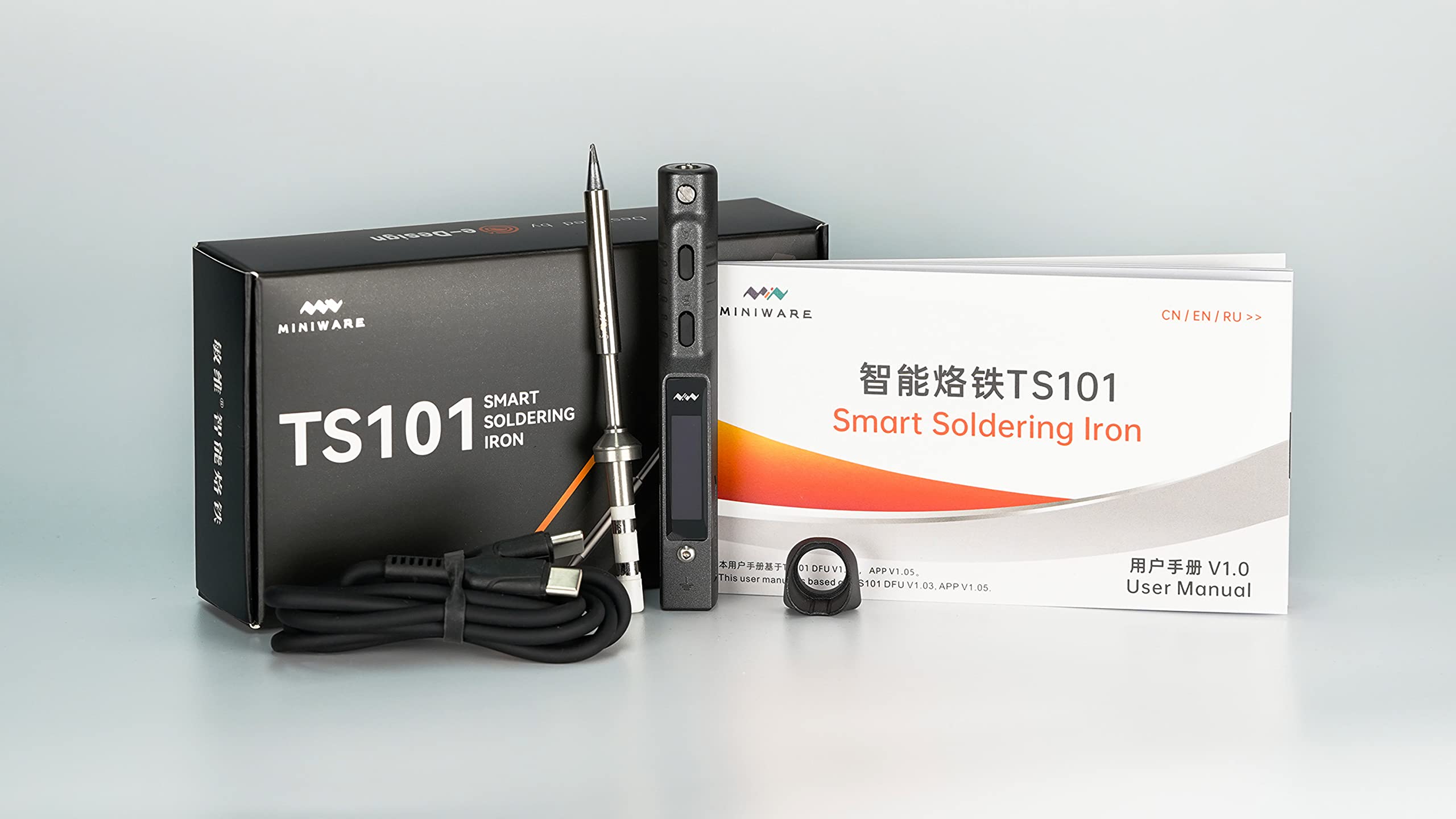MINIWARE TS101 Lötkolben Schweißgerät BC2 Tips Tragbar Digit DC5525 USB-C 90W Temperatur Einstellbar 50-400℃ Original Digital OLED Programmierbar