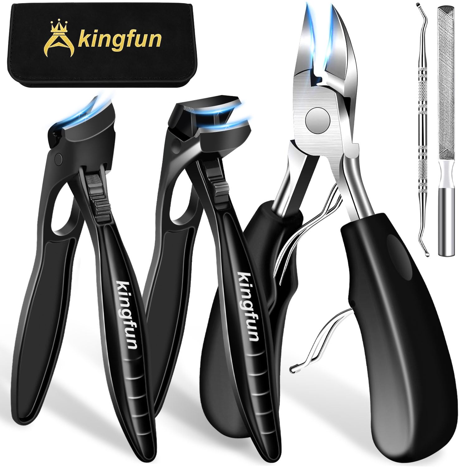 Kingfun Toenail Clipper Set for Seniors, Thick and Ingrown Toenails