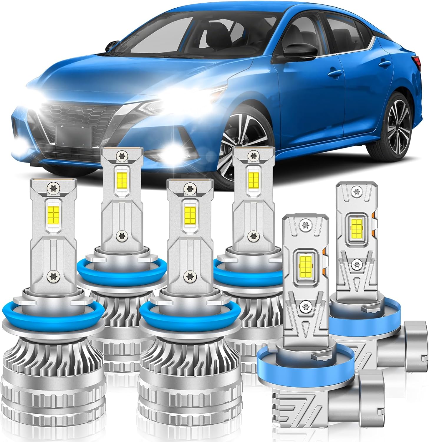 Compatible With 2013-2020 Nissan Sentra Fog Bulbs, High&Low Beam Fog Light Combo, Upgraded 800% Brightness, Super Bright 6000K Pure White Light, Pack of 6