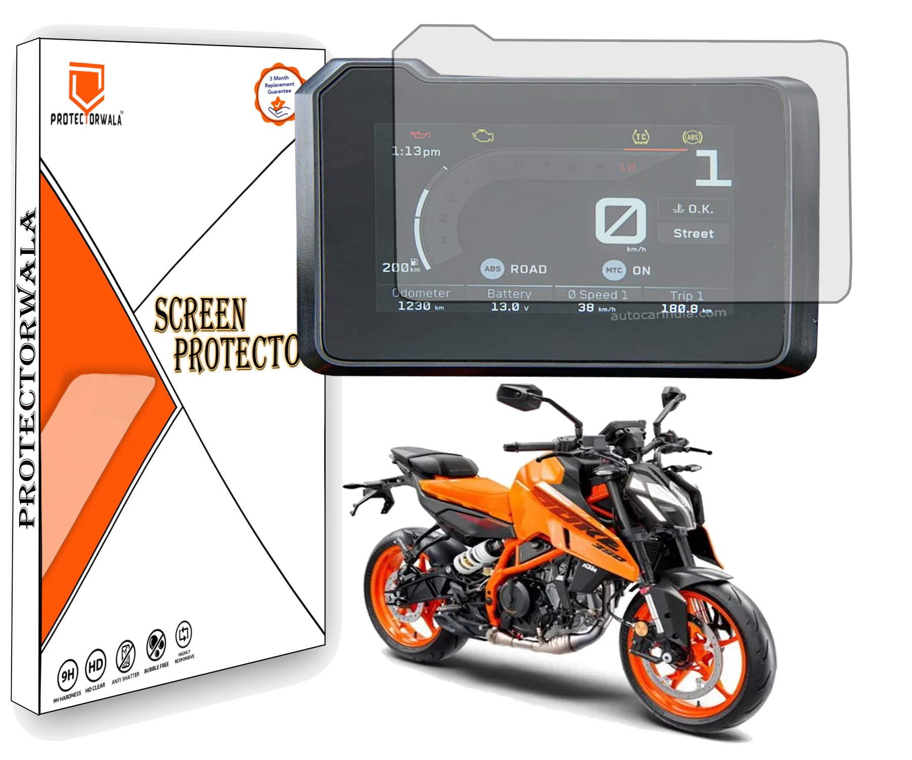 Screen Guard Compatible for Ktm Duke 390 Gen 3 / Speedometer Screen Protector for Touch Display Gps Music Infotainment System Flexible 9h+ Protector Anti Shock Edge to Edge Fitting-image-5