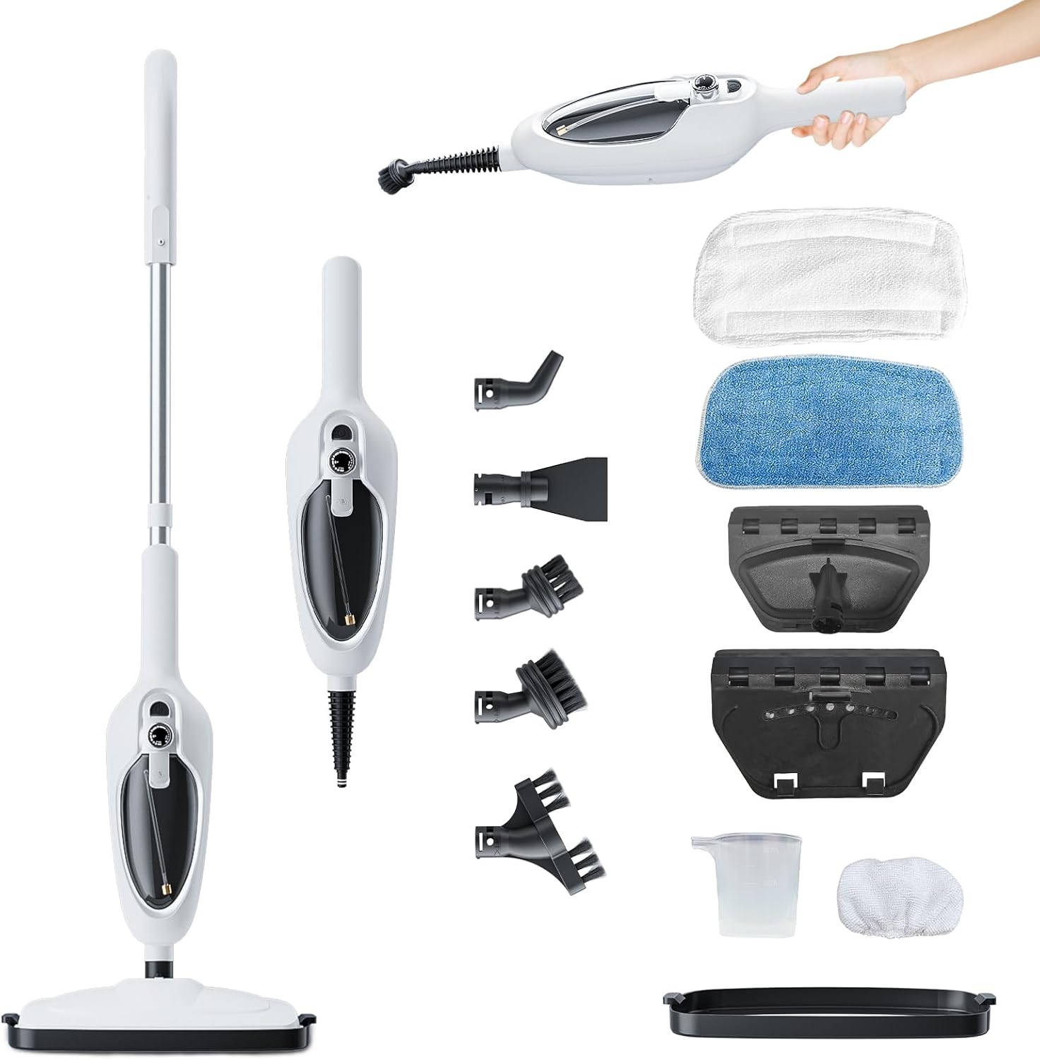 Sandoo SC1050 Steam Mop with various accessories including mop pads