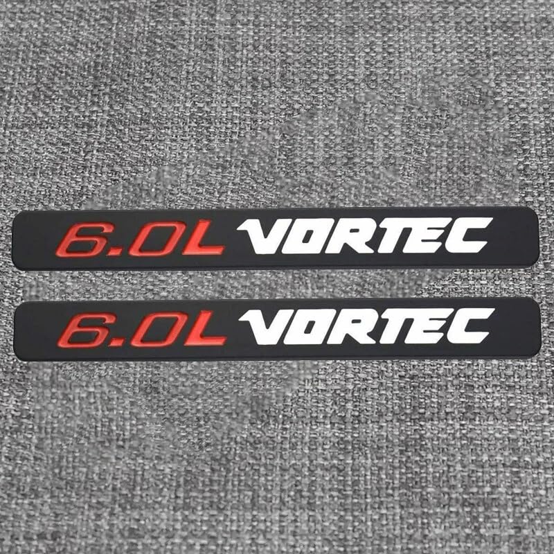 Image of 2Pcs 6.0L Vortec Emblems 3D Engine Badge Compatible with 1500 2500Hd 3500Hd Silverado Sierra Truck (Black White)