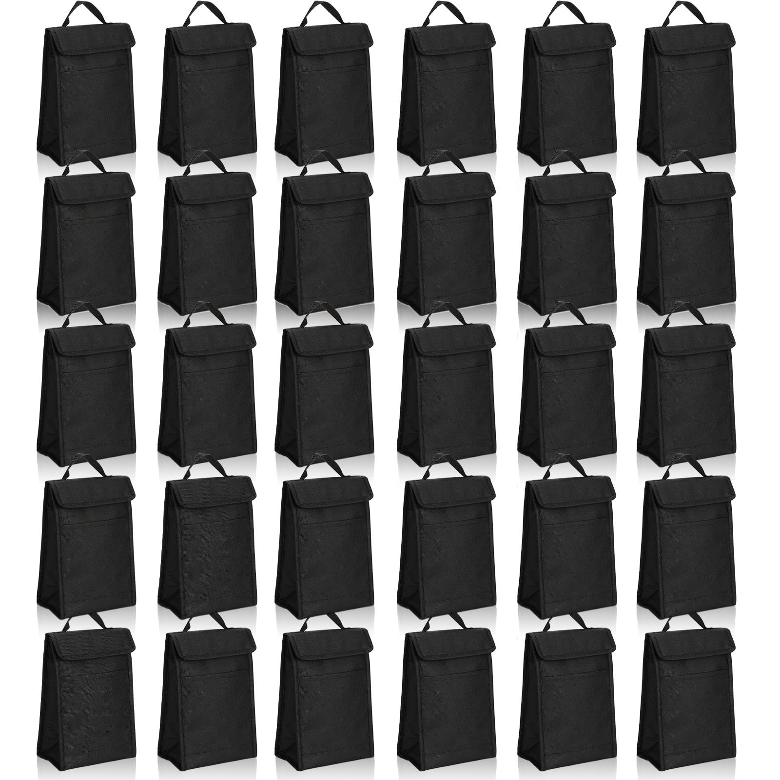 Isolierte Lunch-Taschen mit Klettverschluss, schwarz, wiederverwendbar, wasserdicht, Lunch-Tasche, isolierte Lunchboxen, Großpackung mit Aluminiumfolie, thermisch für Damen und Herren, Büro,