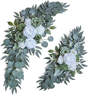 ponatia Wedding Arch Flowers (Pack of 2), Artificial Sage Green Wedding Flowers for Wedding Welcome Signs Decorations and Flower Arch for Wedding Ceremony Reception (Sage Green)