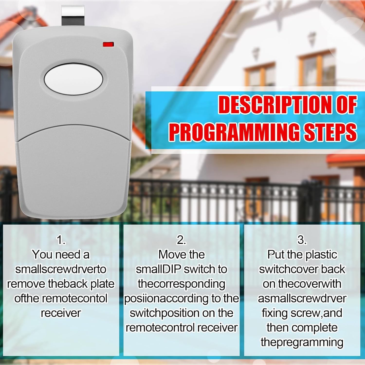 Kingdder 4 Pcs 1 Channel Gate Opener Remote Compatible with Multi Code 3089 308911 Linear MCS308911 300 MHz Garage Door Opener Remote Control Transmitter with Sun Visor Clips