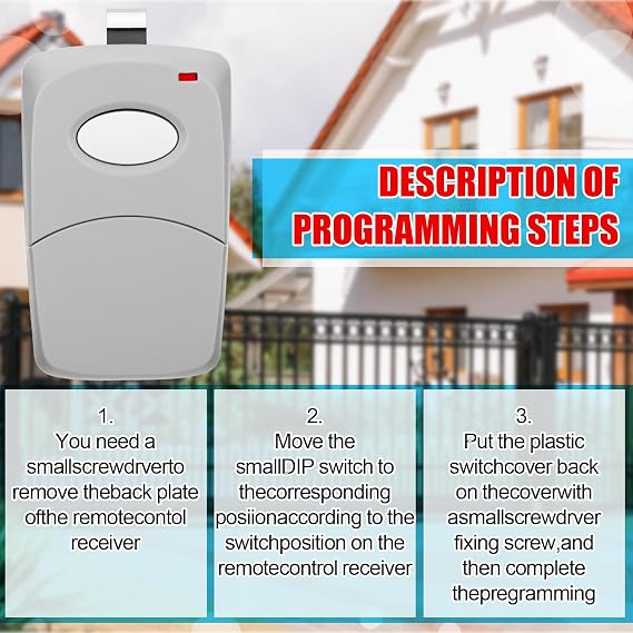 Kingdder 4 Pcs 1 Channel Gate Opener Remote Compatible with Multi Code 3089 308911 Linear MCS308911 300 MHz Garage Door Opener Remote Control Transmitter with Sun Visor Clips