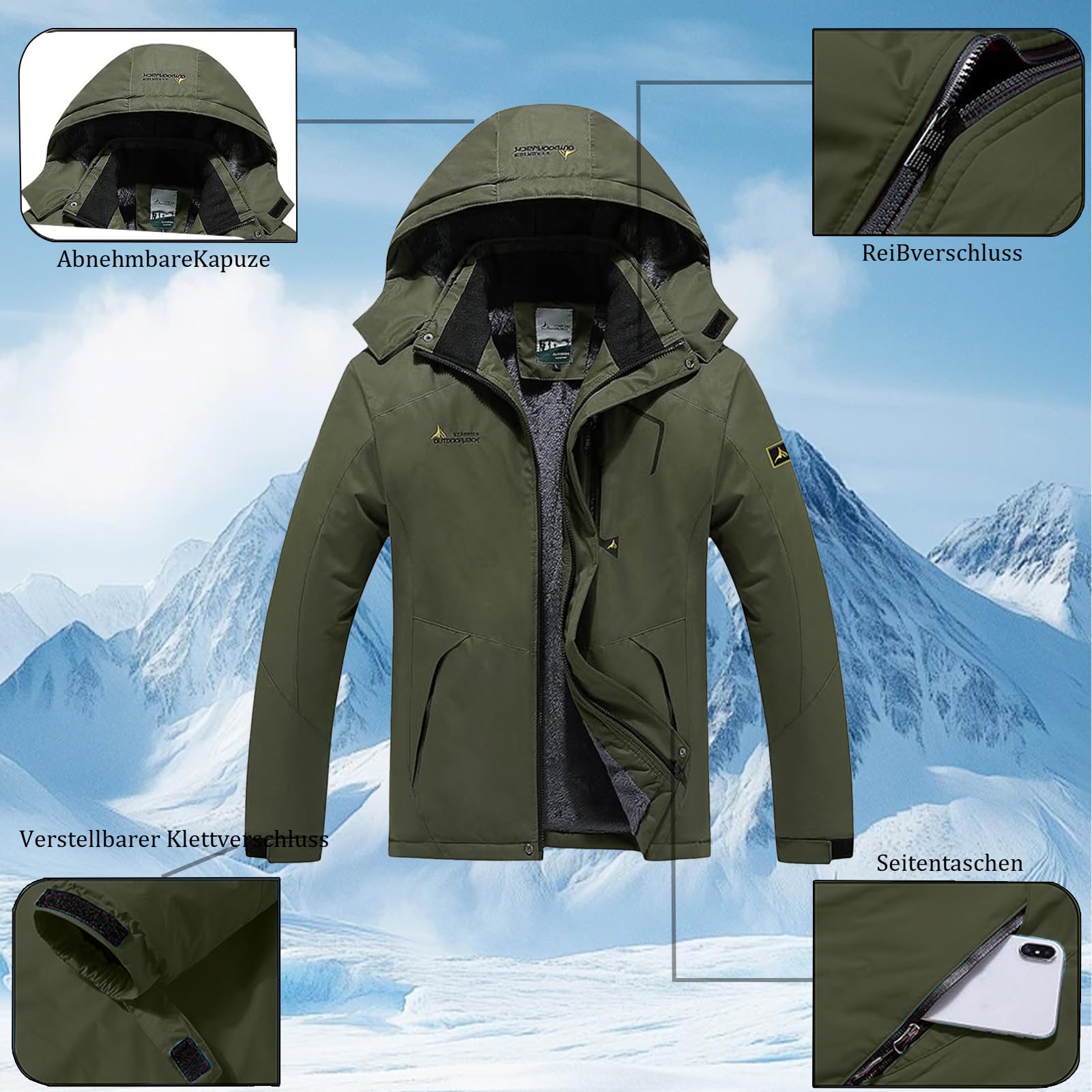 Skianzug Herren 2 Teilig Wasserdicht Warm Skijacke und Hose Ski Set Winter Schneeanzug Männer Snowboardanzug Atmungsaktiv Outdoor Skibekleidung Winddicht Gefüttert Zweiteiler Outfit Skioverall Kombi