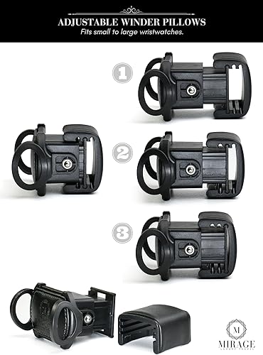 Miniatura 8 de Caja de bobinadora de reloj para relojes automáticos con 8 ranuras para almacenamiento de relojes y luces LED - The Mirage Luxury Watches Winder