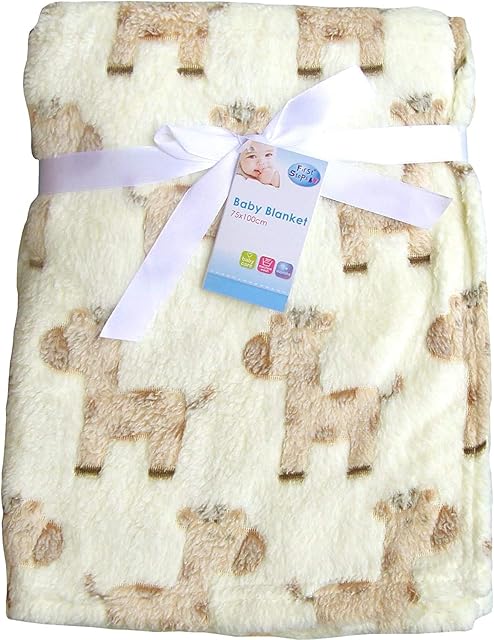 Super Soft & Fluffy Large Patterned Baby Blanket (Cream Ponies)