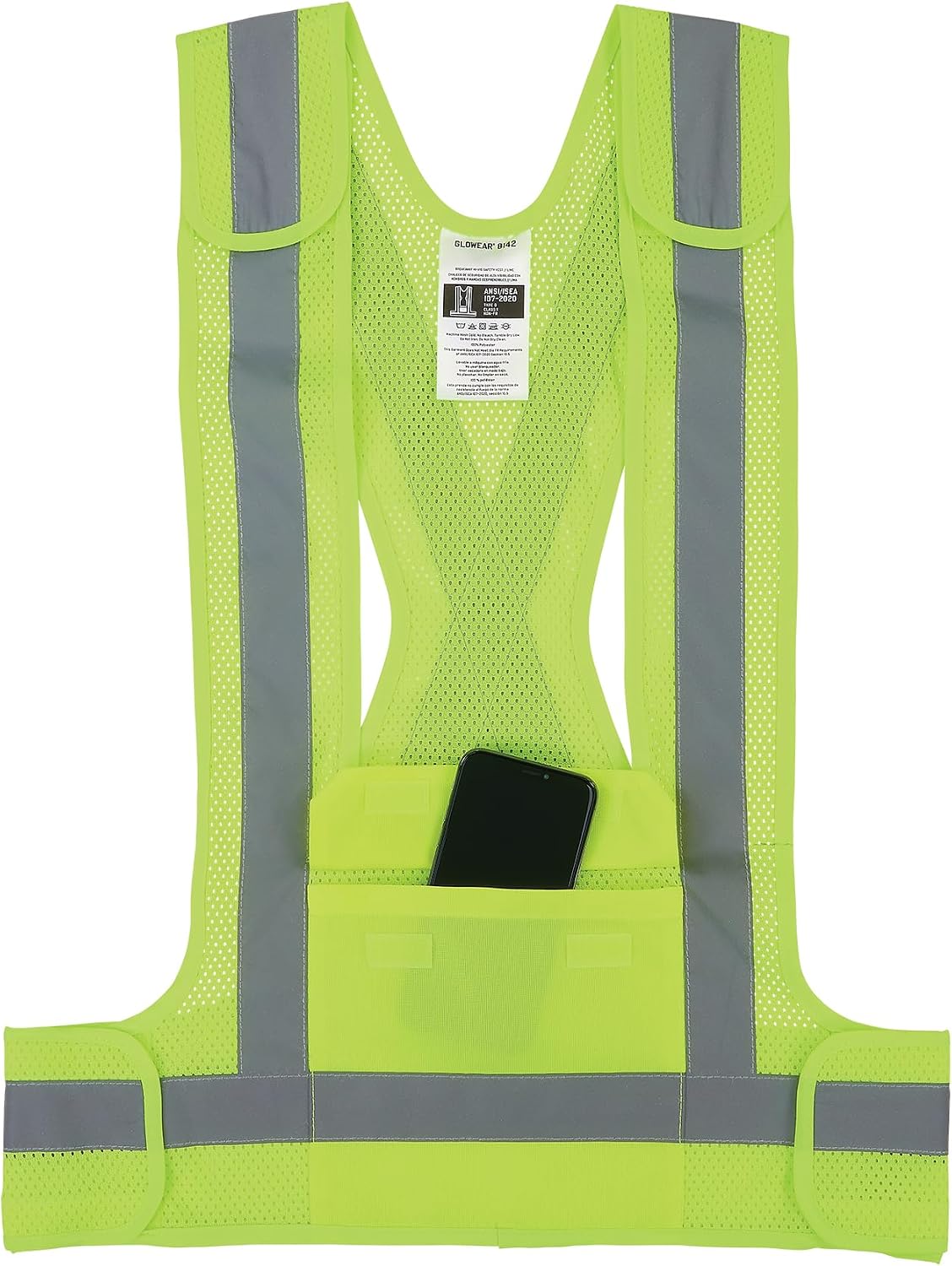 Ergodyne GloWear 8142BA Breakaway Hi Vis Mesh Safety Vest, Type O, Class 1, Front Pocket