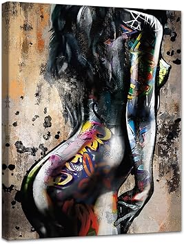 Novatique Sexy Canvas Wall Art for Bathroom Nude Picture Wall Decor Sexy Posters Nude Woman Painting Ready to Hang for Bathroom Bedroom, 12 x 16inch