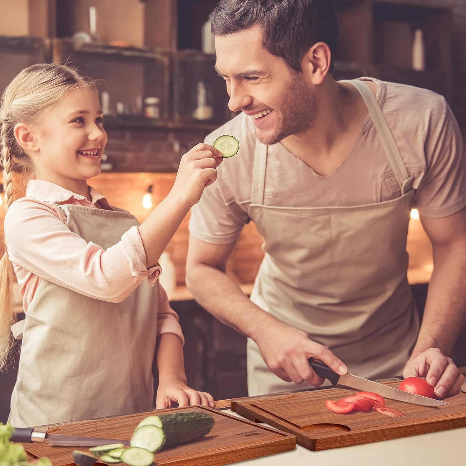 Creative Product Wood Cutting Board, imarku Wooden Cutting Boards for Kitchen, Kitchen Chopping Board for Meat (Serving Tray) Cheese and Vegetables, Butcher Block with Handles