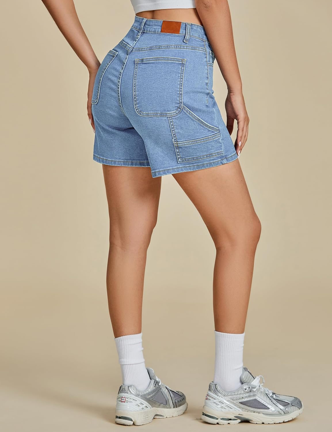 luvamia Jean Shorts for Women High Waisted Trendy Casual Utility Stretchy Denim Jorts Cutoff Long Shorts with Pockets - Image 2