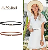 Vista 157 de Cinturón de cuero clásico con hebilla de metal para mujer con vestido de jeans Aah-negro-clásico