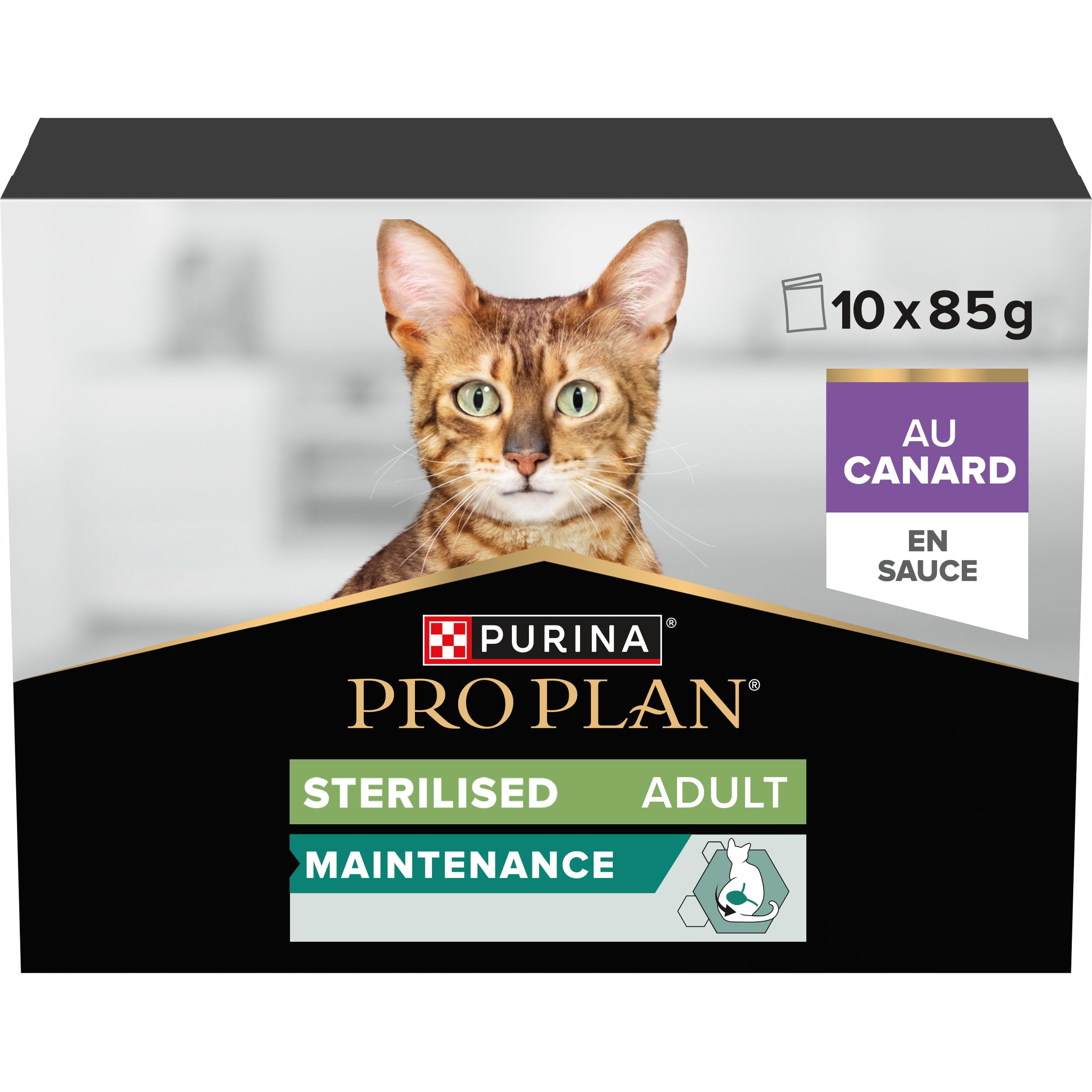 PRO PLAN Sterilised Maintenance Duck in Gravy Wet Cat Food 10x85g (Pack of 4) โ image 1
