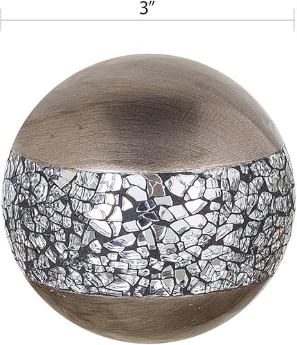 Miniatura 3 de Schonwerk - Orbes decorativos plateados para cuencos y jarrones juego de 3 esferas de resina para sala de estar comedor mesa de centro de mesa gran