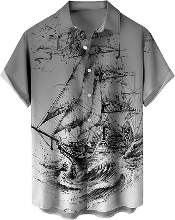 Mens Short Sleeve Button Down Shirts Casual Printed Button Up Shirts Hawaiian