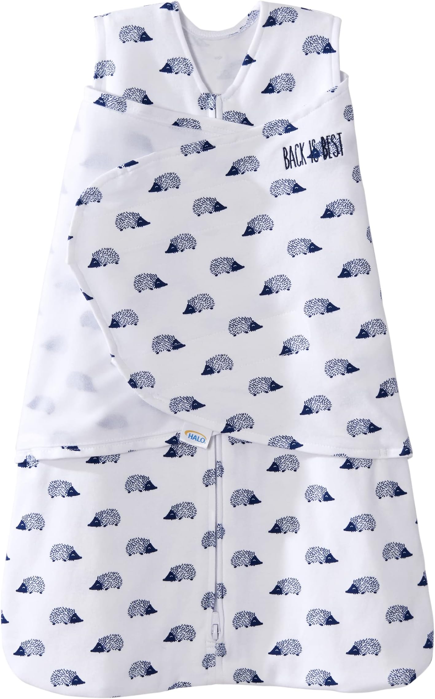 100% Cotton Sleepsack Swaddle, 3-Way Adjustable Wearable Blanket, TOG 1.5, Navy Hedgehog, Newborn, 0-3 Months