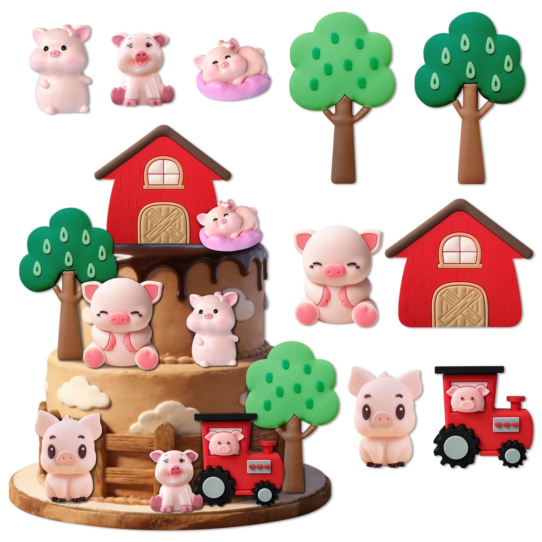 Pig Cake Topper Pig Birthday Decorations Farm Animal Cake Toppers