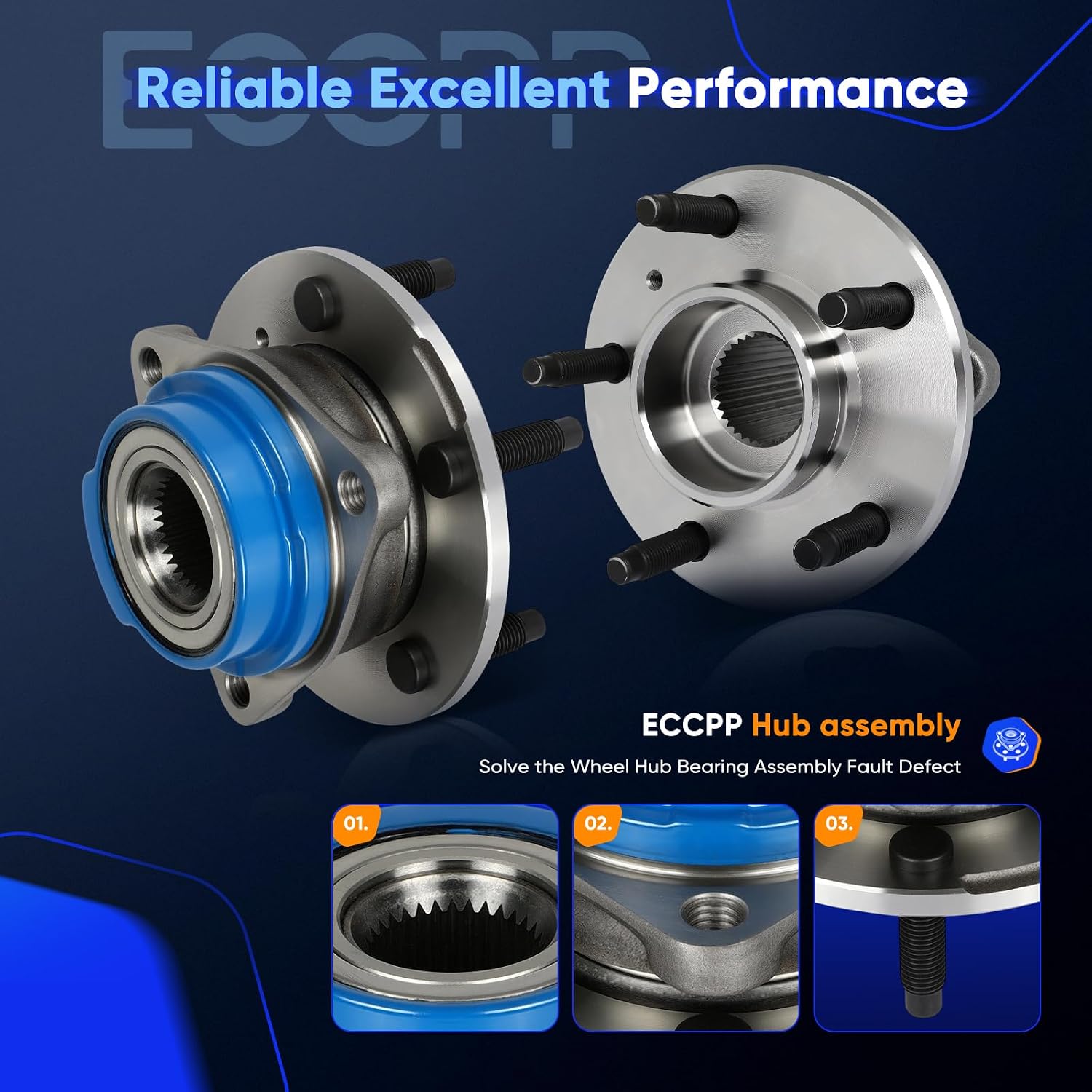 ECCPP Replacement for Front Wheel Hub Bearing fits for Pontiac Grand Prix Aztek Chevy Impala Venture Monte Carlo Rendezvous Regal Century Allure Lacrosse 2003-2008 5 Lugs 513203 Non ABS 2pcs
