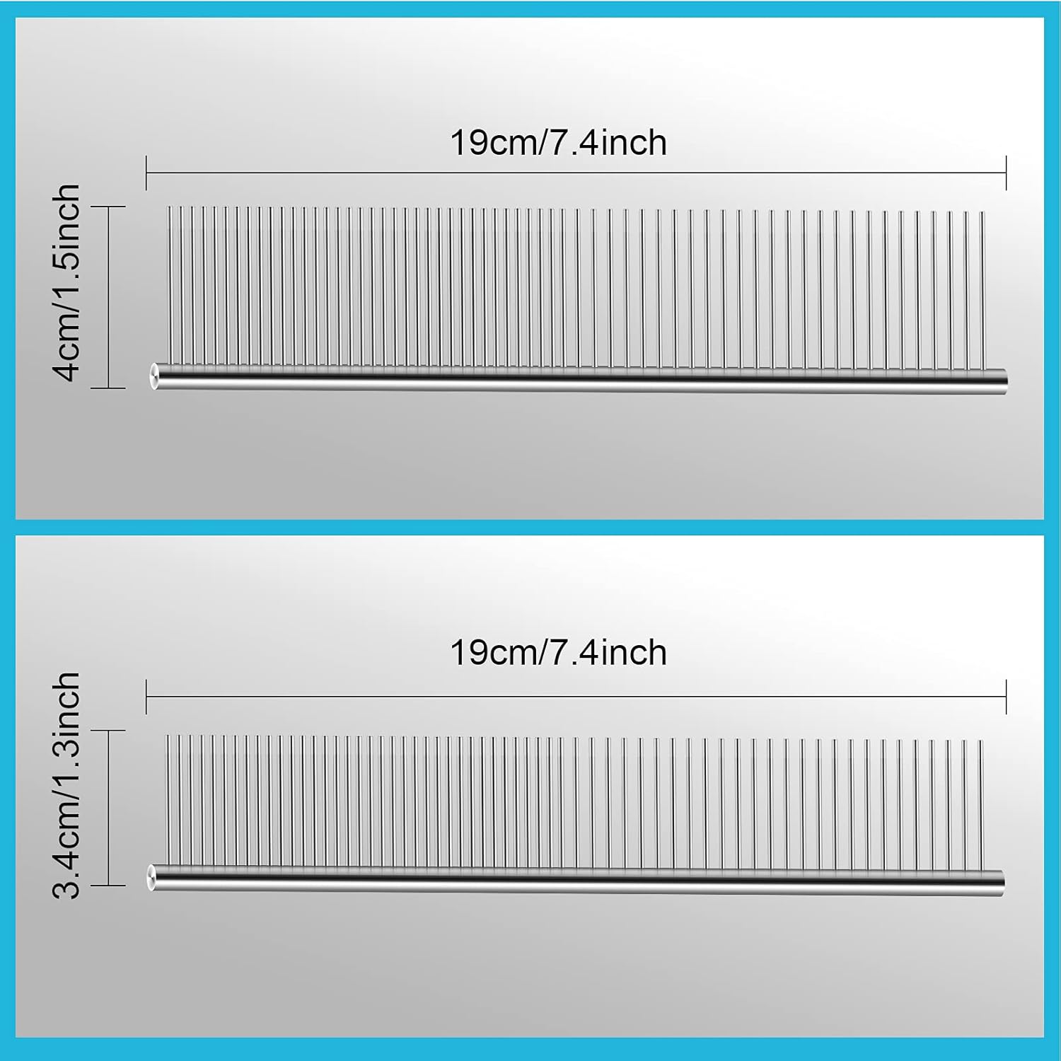 SAVITA 2 Pack Sliver Macrame Comb Flea Comb Dog Combs with Stainless Steel Teeth Pet Hair Combs for Grooming Large Small Dogs Cats Home Professional Hair Grooming Tool (Small and Medium Size) - Image 3